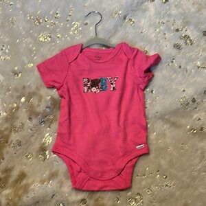 New Gerber Pink Baby Bodysuit with Floral cow Print